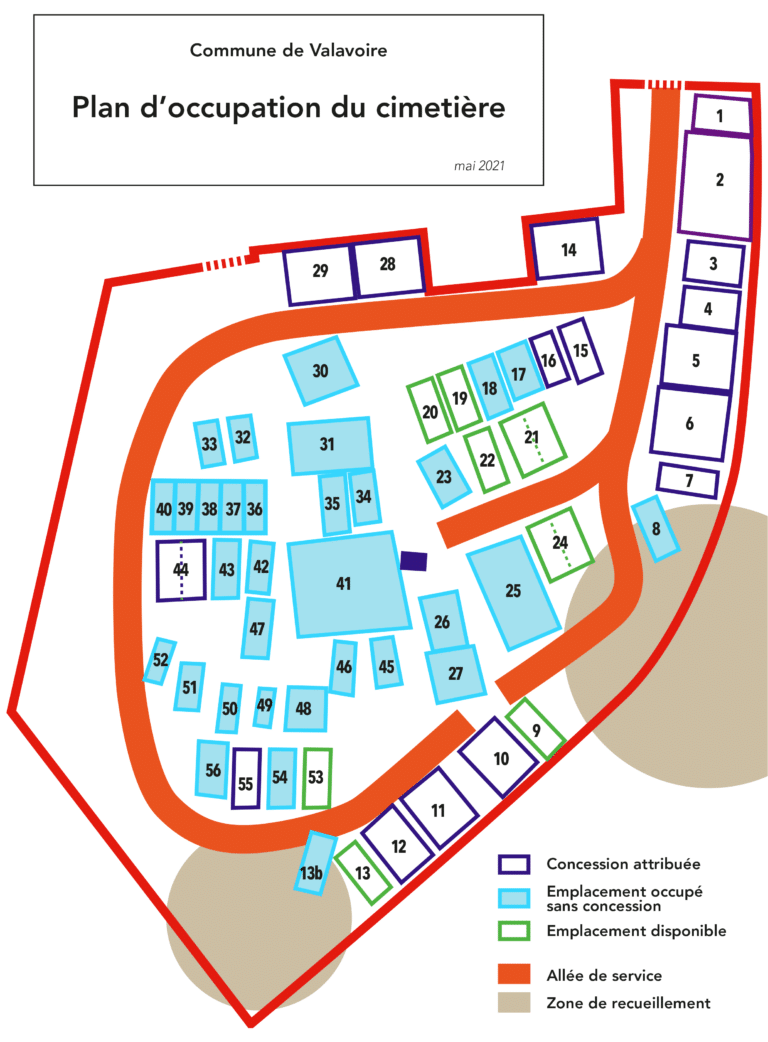 Plan du cimetière de Valavoire
